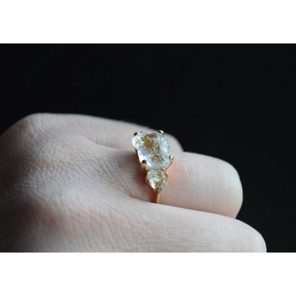 Engagement Ring Opal Ring, Lake County Diamond, Unique Opal  Lake county crystal engagement ring, raw stone jewelry, anniversary gift
